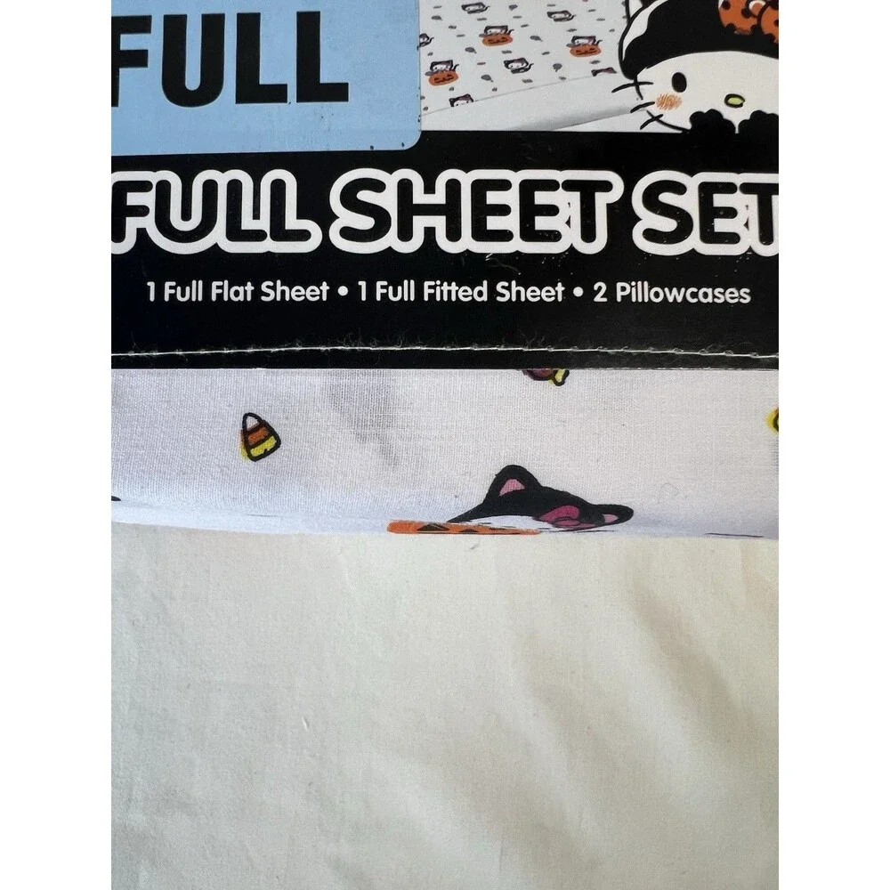 Hello Kitty Halloween Full Sheet Set Candy Cat Pumpkin 100% Cotton New